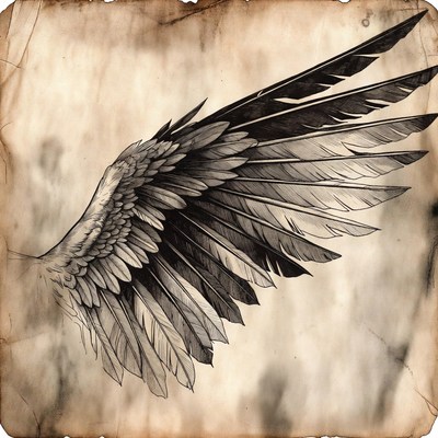 Detailed Angel Wing Illustration