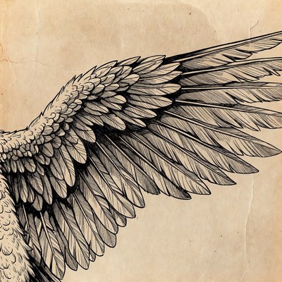 Detailed Angel Wing Illustration
