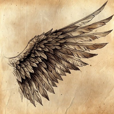 Detailed Angel Wing Illustration