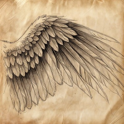 Detailed Angel Wing Illustration
