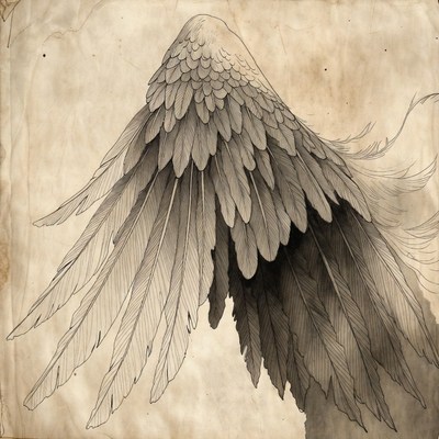 Detailed Angel Wing Illustration