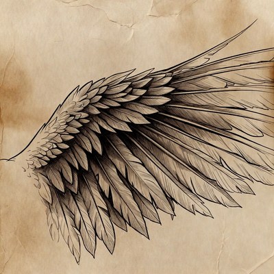 Detailed Angel Wing Illustration
