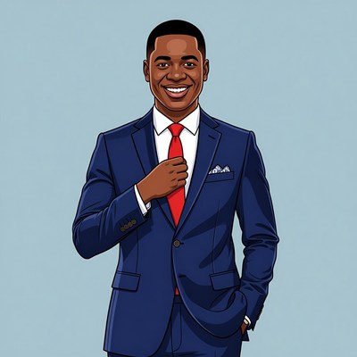 African-American man in blue suit
