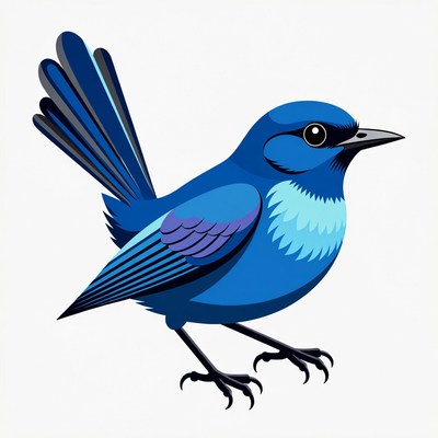 Blue fairy wren illustration