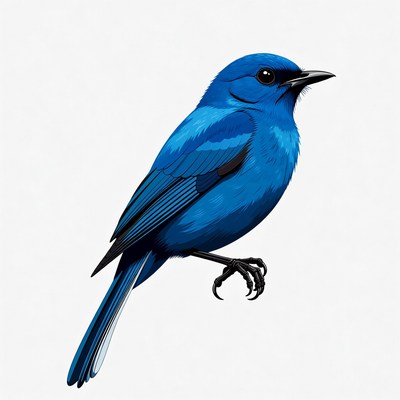 Blue bird on white background