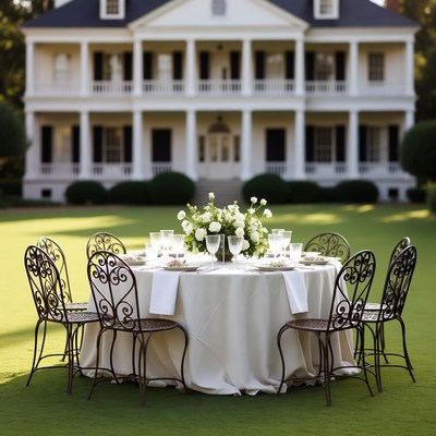 Elegant White Table Set Outdoors