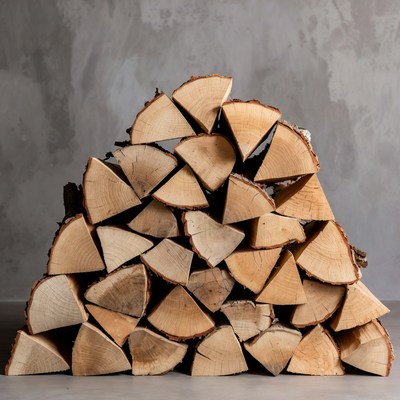 Stack of Firewood on Gray Wall