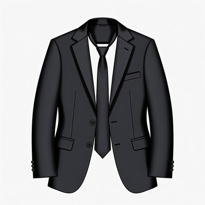 Black Suit with Tie Illustration