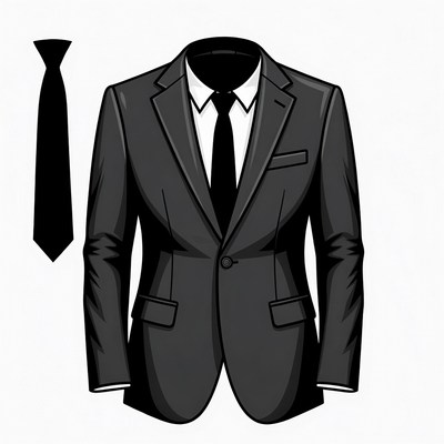 Black Suit with Tie Illustration