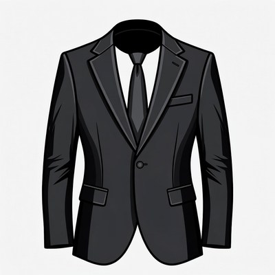 Black Suit with Tie Illustration