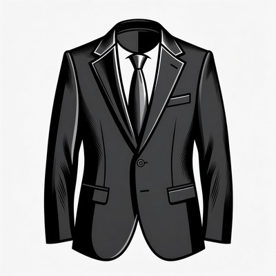 Black Suit with Tie Illustration