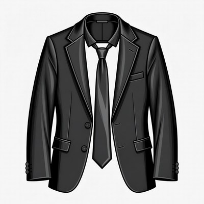 Black Suit with Tie Illustration