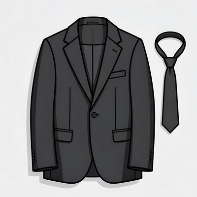 Black Suit Jacket and Tie Illustration