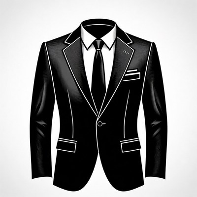 Black Suit with Tie Illustration