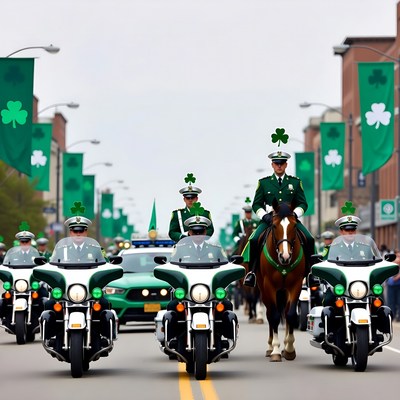 Police on Horseback in St. Patrick's Parade