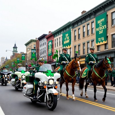 St. Patrick's Day Police Parade on Horses