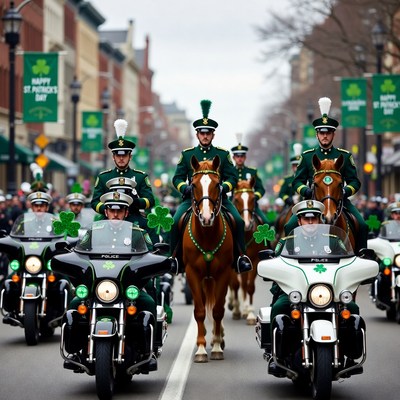 St. Patrick's Day Police Parade on Horses