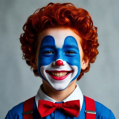 Boy Clown with Red Curly Hair