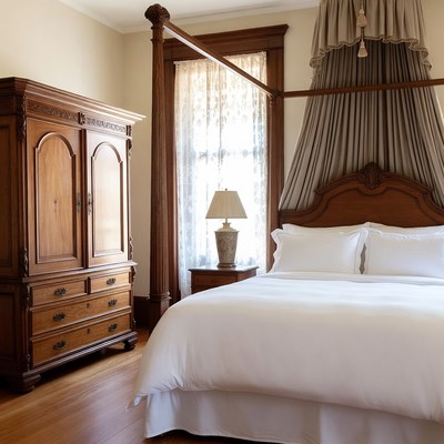 Victorian Four Poster Bed with Armoire