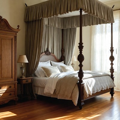 Elegant Four-Poster Bed in Bedroom