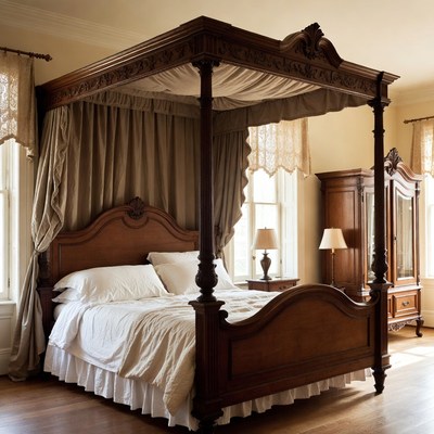 Elegant Four-Poster Bed in Bedroom