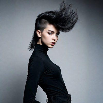 Woman with undercut mohawk hairstyle