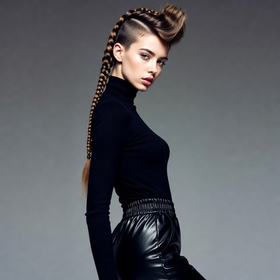 Woman with Braided Punk Hairstyle