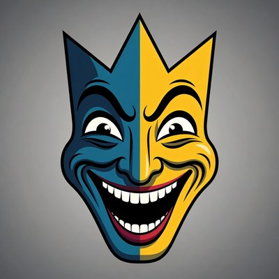 Blue and Yellow Jester Mask