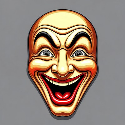 Cartoon Laughing Jester Mask