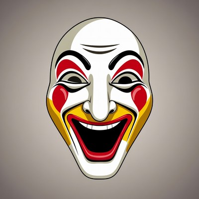 Laughing Clown Mask Illustration