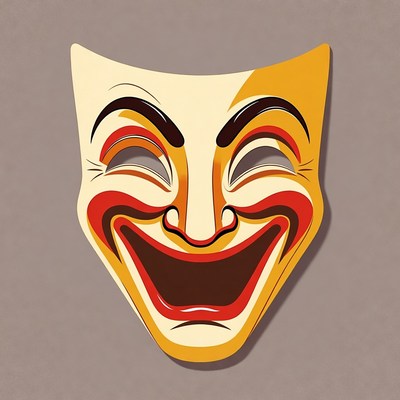 Cartoon Laughing Mask Illustration