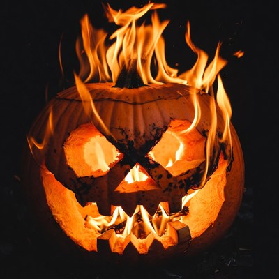 Lit Jack-o'-lantern pumpkin