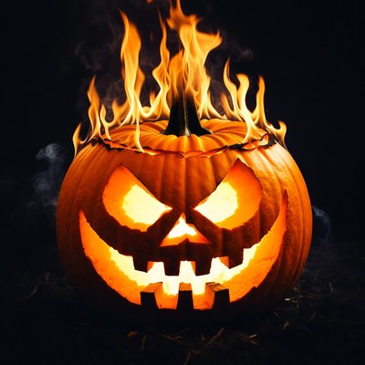 Burning Jack-o'-lantern Pumpkin