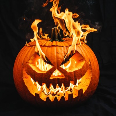 Jack-o'-lantern with Flames