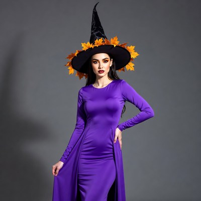 Woman in purple witch costume