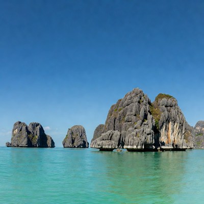 Limestone Karsts in Turquoise Lagoon