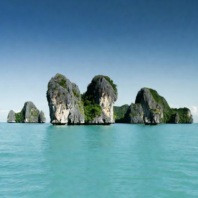 Limestone Karsts in Turquoise Sea