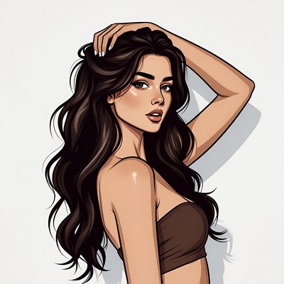 Beautiful woman with long dark hair