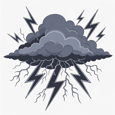Thunderstorm Cloud with Lightning Bolts