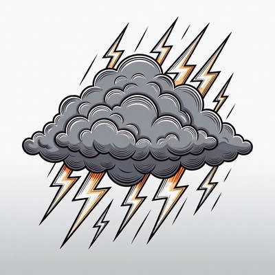 Storm Cloud with Lightning Bolts