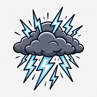 Thunderstorm Cloud with Lightning Bolts