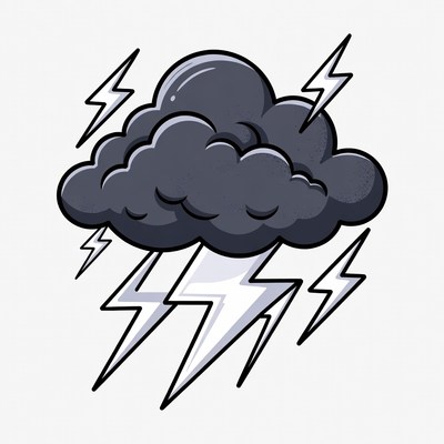 Storm Cloud with Lightning Bolts