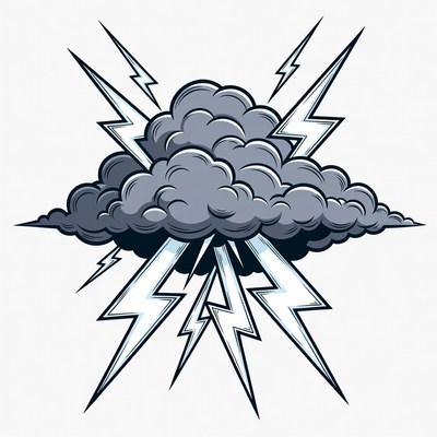 Thunderstorm Cloud with Lightning Bolts