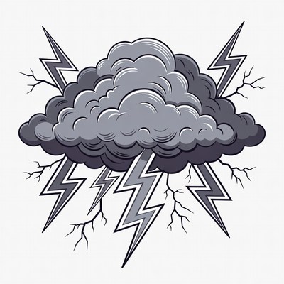 Storm Cloud with Lightning Bolts