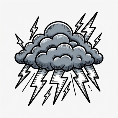 Storm Cloud with Lightning Bolts