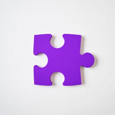 Purple puzzle piece on white