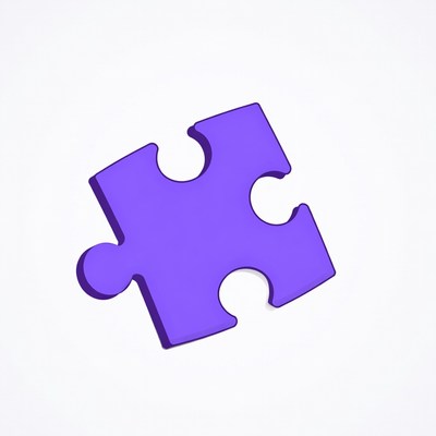 Purple puzzle piece isolated