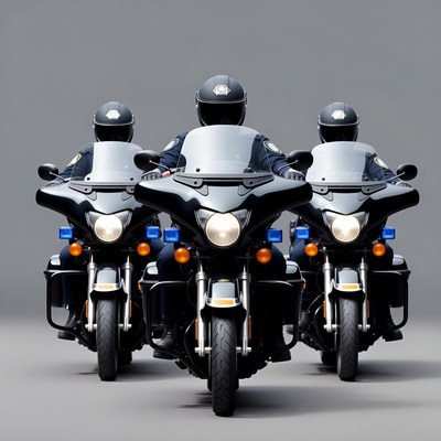 Three police officers on motorcycles