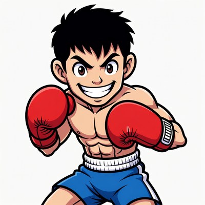 Anime boy boxer with red gloves
