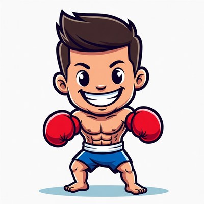 Cartoon muscular man boxing